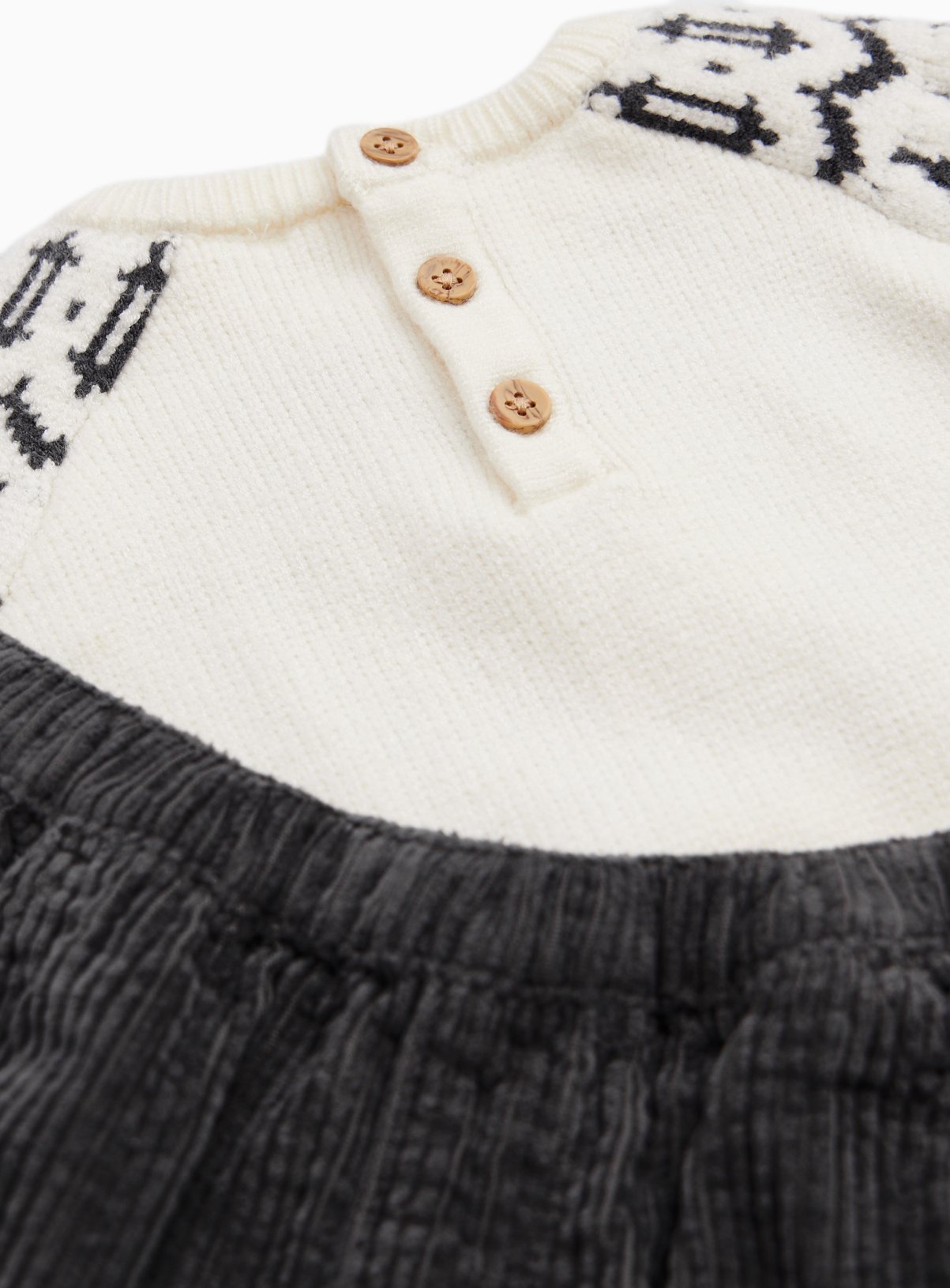 Mono Fairisle Jumper & Corduroy Trousers Set 6-9 months - Image 2 thumbnail